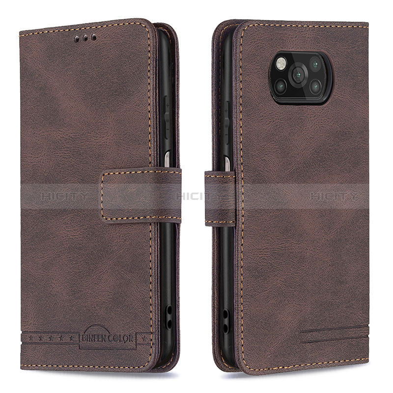 Coque Portefeuille Livre Cuir Etui Clapet B05F pour Xiaomi Poco X3 NFC Marron Plus