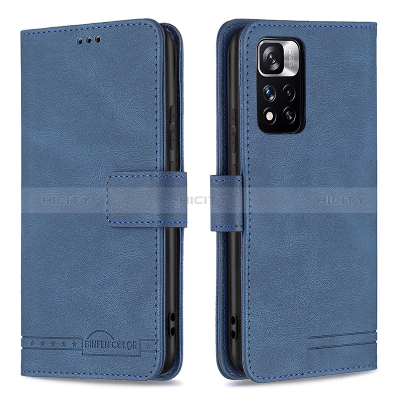 Coque Portefeuille Livre Cuir Etui Clapet B05F pour Xiaomi Poco X4 NFC Bleu Plus