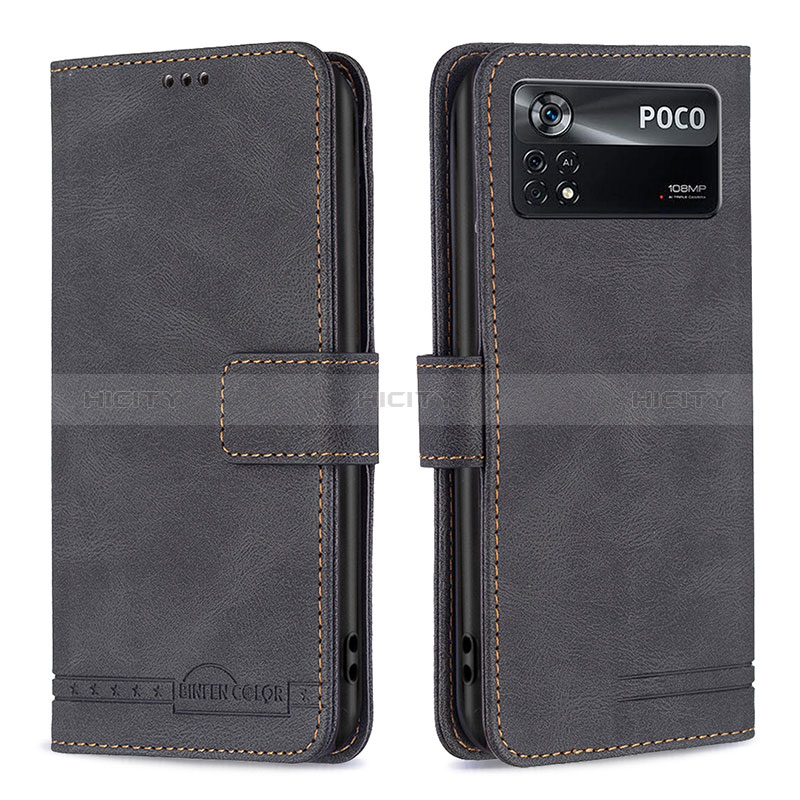 Coque Portefeuille Livre Cuir Etui Clapet B05F pour Xiaomi Poco X4 Pro 5G Noir Plus