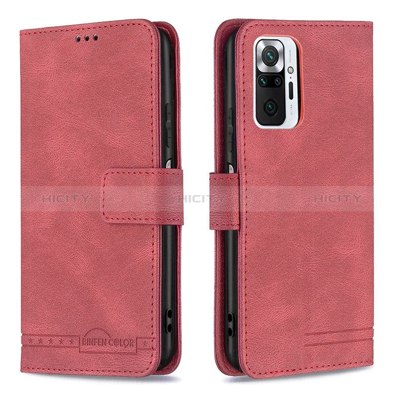 Coque Portefeuille Livre Cuir Etui Clapet B05F pour Xiaomi Redmi Note 10 Pro 4G Rouge Plus