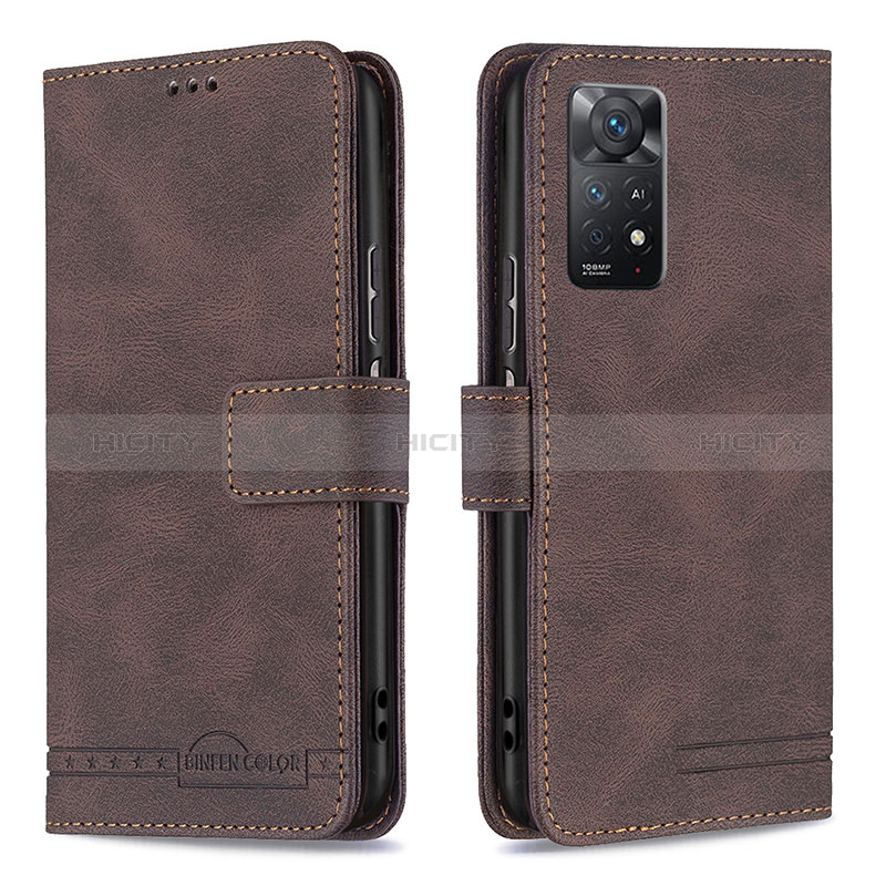 Coque Portefeuille Livre Cuir Etui Clapet B05F pour Xiaomi Redmi Note 11 Pro 4G Marron Plus