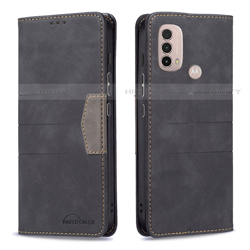 Coque Portefeuille Livre Cuir Etui Clapet B06F pour Motorola Moto E20 Noir Plus