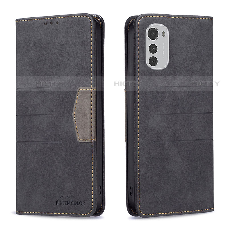 Coque Portefeuille Livre Cuir Etui Clapet B06F pour Motorola Moto E32 Noir Plus