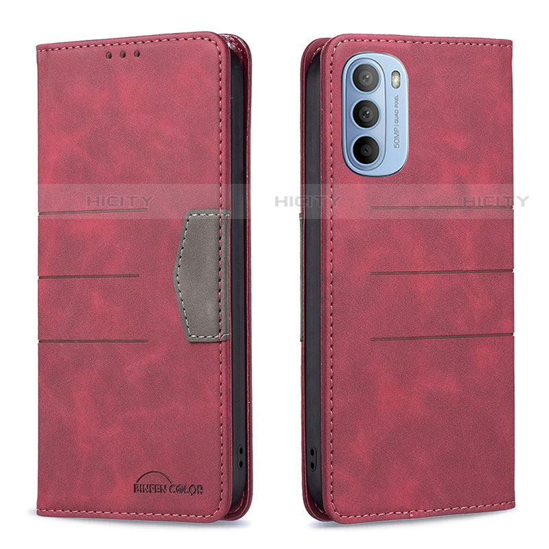 Coque Portefeuille Livre Cuir Etui Clapet B06F pour Motorola Moto G31 Rouge Plus