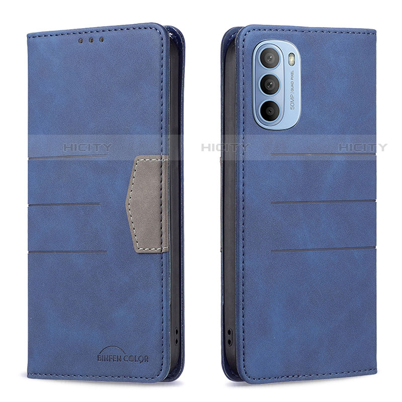 Coque Portefeuille Livre Cuir Etui Clapet B06F pour Motorola Moto G41 Bleu Plus