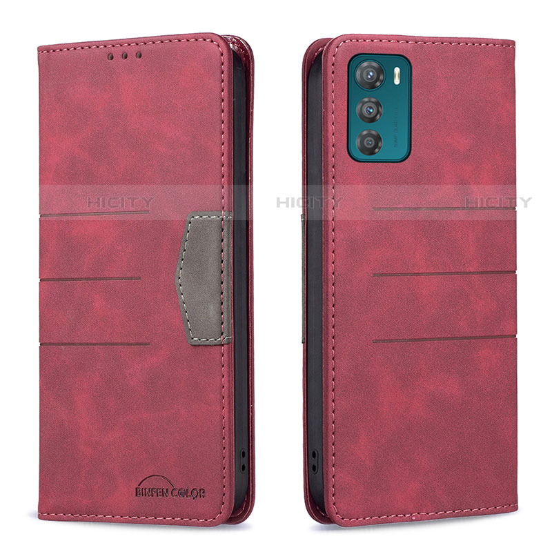 Coque Portefeuille Livre Cuir Etui Clapet B06F pour Motorola Moto G42 Rouge Plus