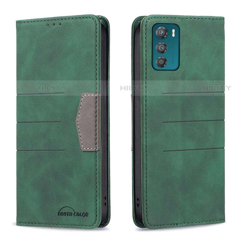 Coque Portefeuille Livre Cuir Etui Clapet B06F pour Motorola Moto G42 Vert Plus