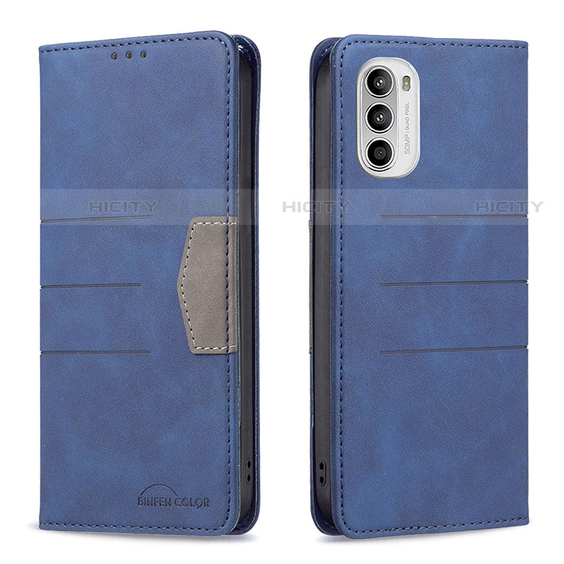 Coque Portefeuille Livre Cuir Etui Clapet B06F pour Motorola MOTO G52 Bleu Plus