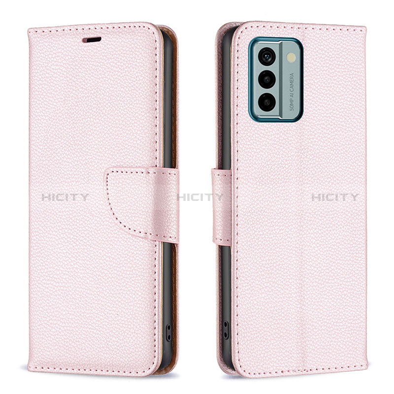 Coque Portefeuille Livre Cuir Etui Clapet B06F pour Nokia G22 Or Rose Plus