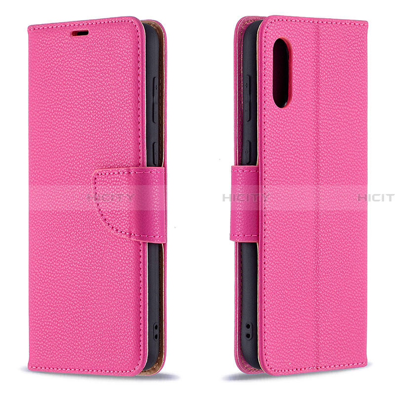 Coque Portefeuille Livre Cuir Etui Clapet B06F pour Samsung Galaxy A02 Rose Rouge Plus
