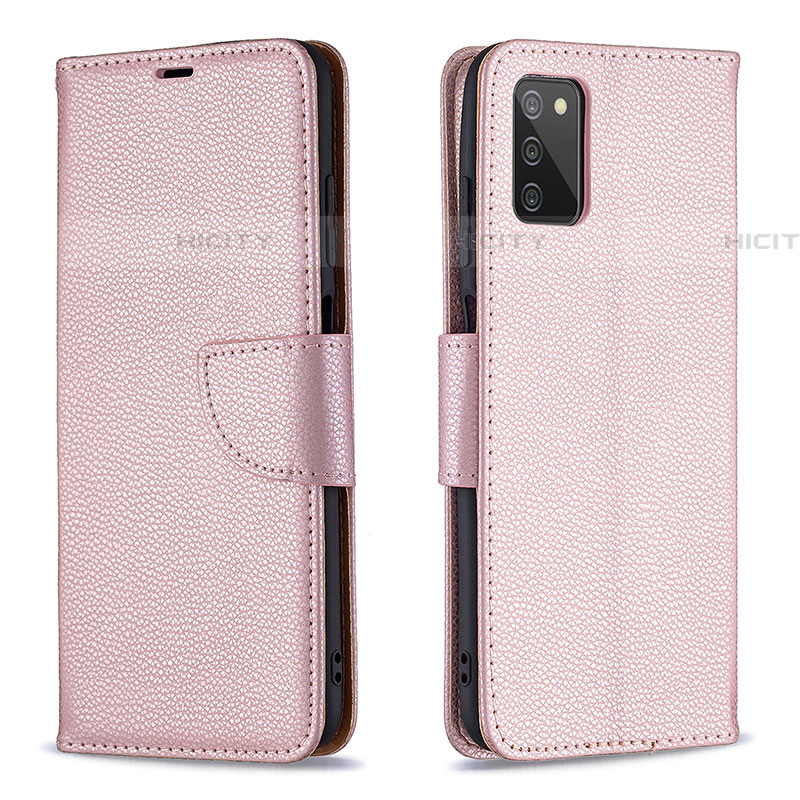 Coque Portefeuille Livre Cuir Etui Clapet B06F pour Samsung Galaxy A03s Or Rose Plus