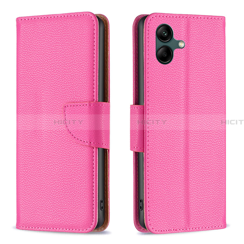 Coque Portefeuille Livre Cuir Etui Clapet B06F pour Samsung Galaxy A04 4G Rose Rouge Plus