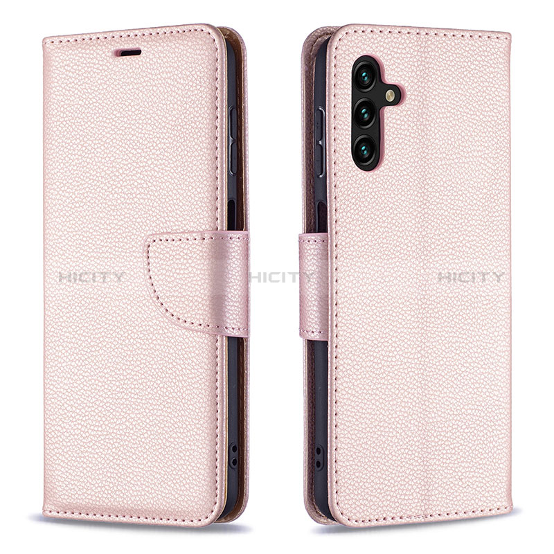 Coque Portefeuille Livre Cuir Etui Clapet B06F pour Samsung Galaxy A04s Or Rose Plus