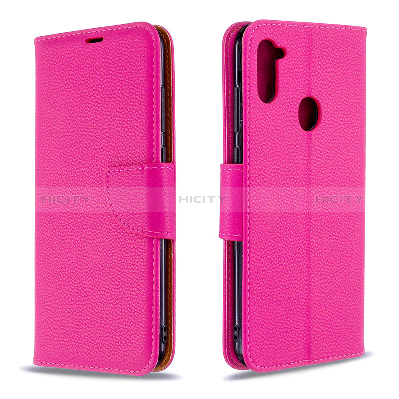 Coque Portefeuille Livre Cuir Etui Clapet B06F pour Samsung Galaxy A11 Rose Rouge Plus