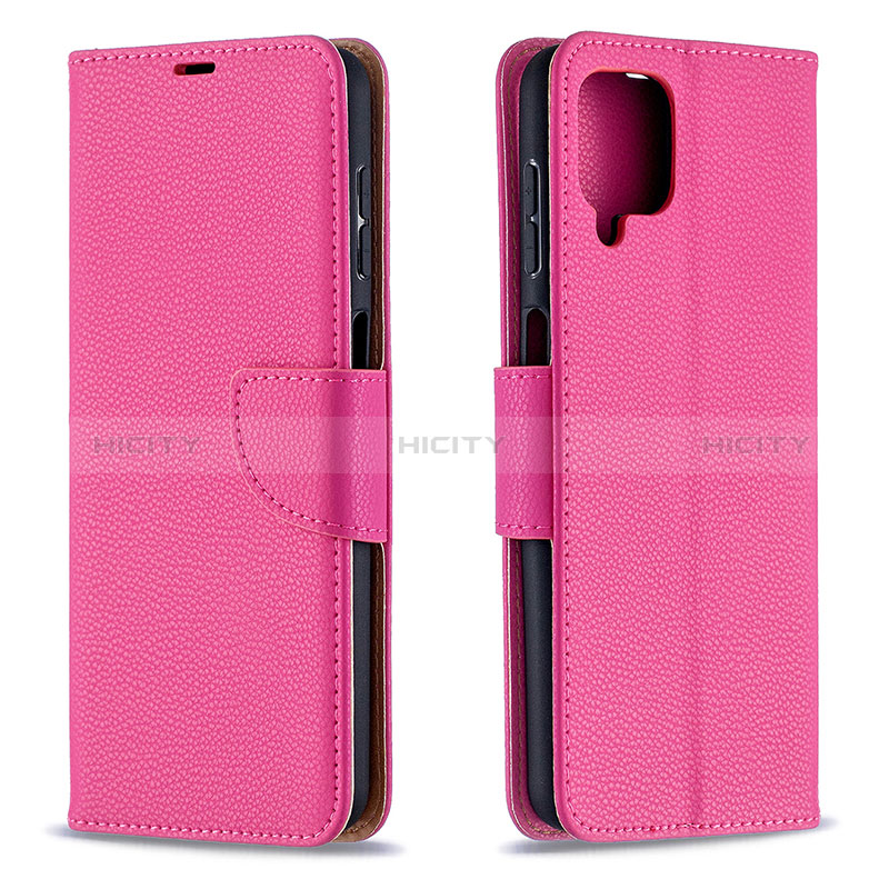 Coque Portefeuille Livre Cuir Etui Clapet B06F pour Samsung Galaxy A12 5G Rose Rouge Plus