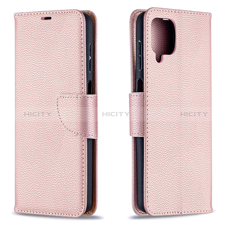 Coque Portefeuille Livre Cuir Etui Clapet B06F pour Samsung Galaxy A12 Nacho Or Rose Plus