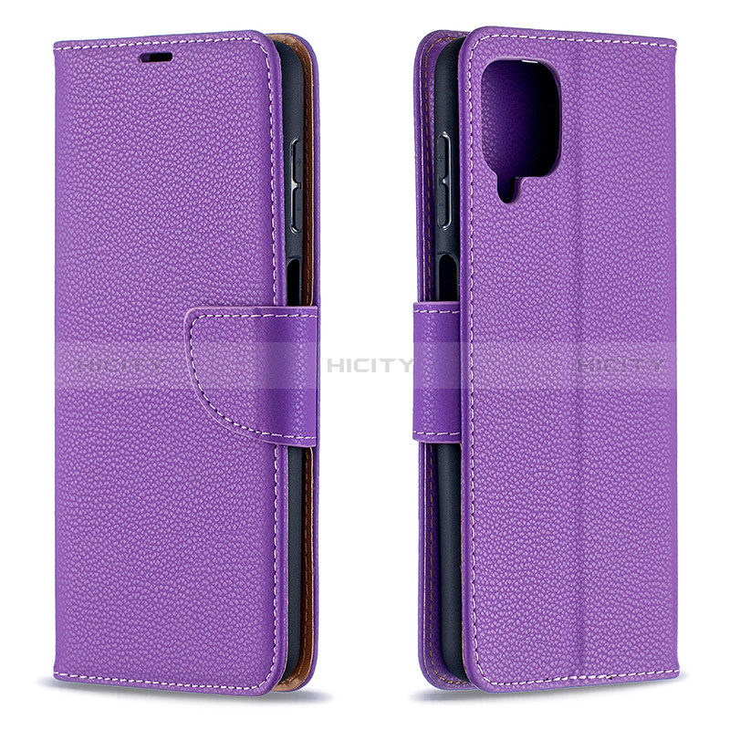 Coque Portefeuille Livre Cuir Etui Clapet B06F pour Samsung Galaxy A12 Nacho Violet Plus