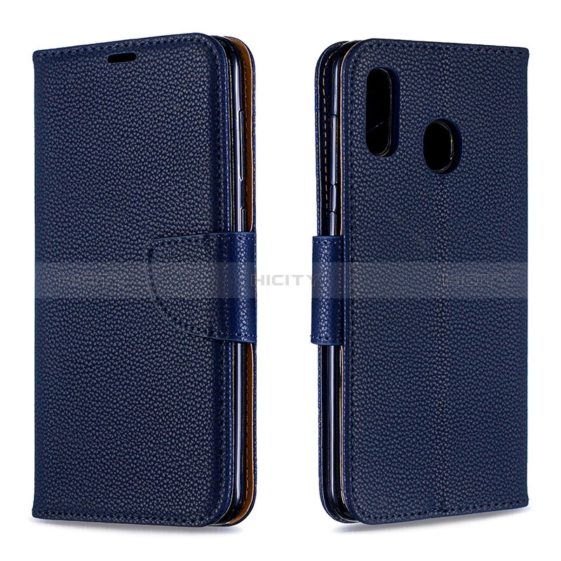 Coque Portefeuille Livre Cuir Etui Clapet B06F pour Samsung Galaxy A20 Bleu Plus