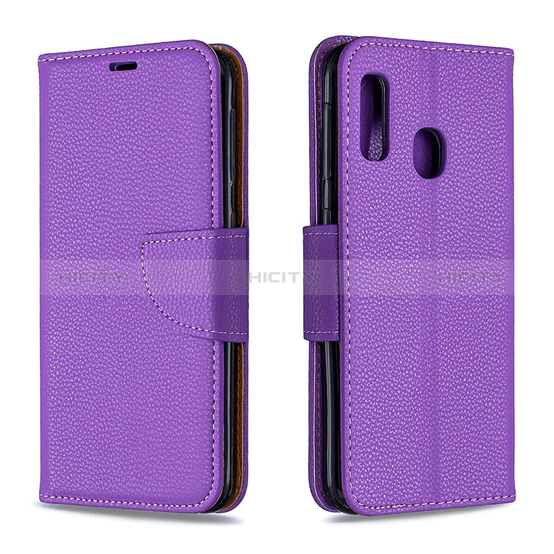 Coque Portefeuille Livre Cuir Etui Clapet B06F pour Samsung Galaxy A20e Violet Plus