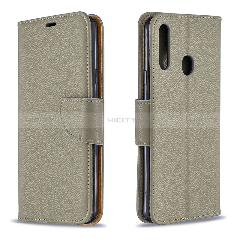 Coque Portefeuille Livre Cuir Etui Clapet B06F pour Samsung Galaxy A20s Gris Plus