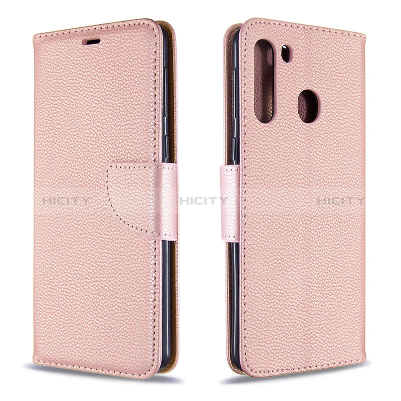 Coque Portefeuille Livre Cuir Etui Clapet B06F pour Samsung Galaxy A21 Or Rose Plus