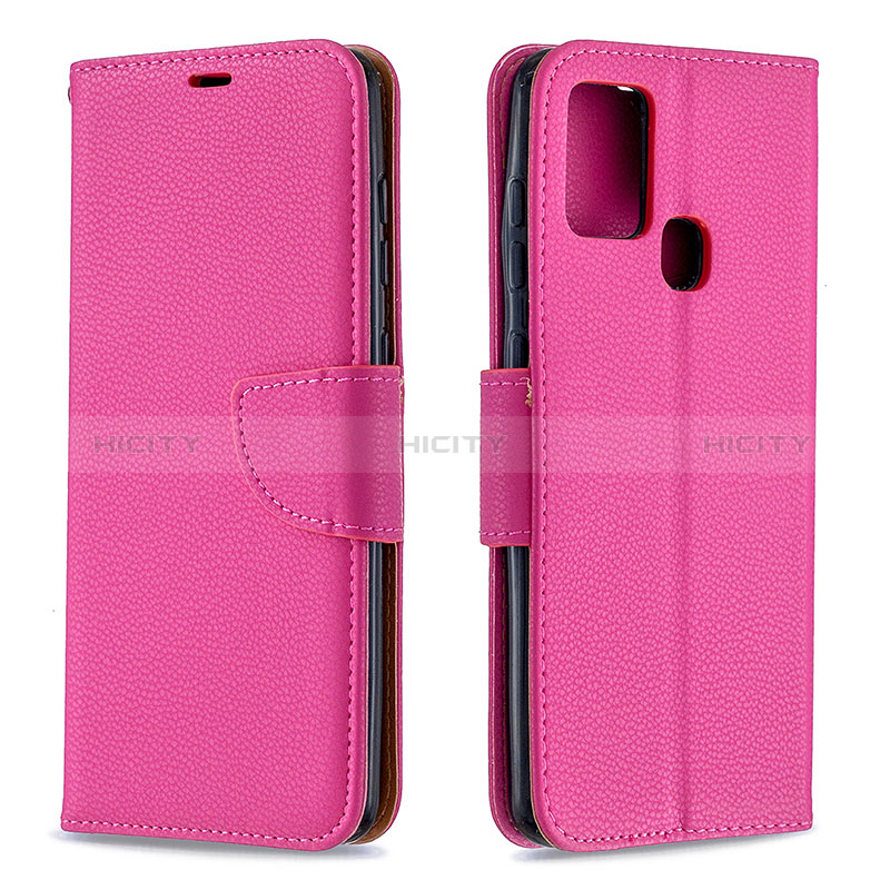 Coque Portefeuille Livre Cuir Etui Clapet B06F pour Samsung Galaxy A21s Rose Rouge Plus