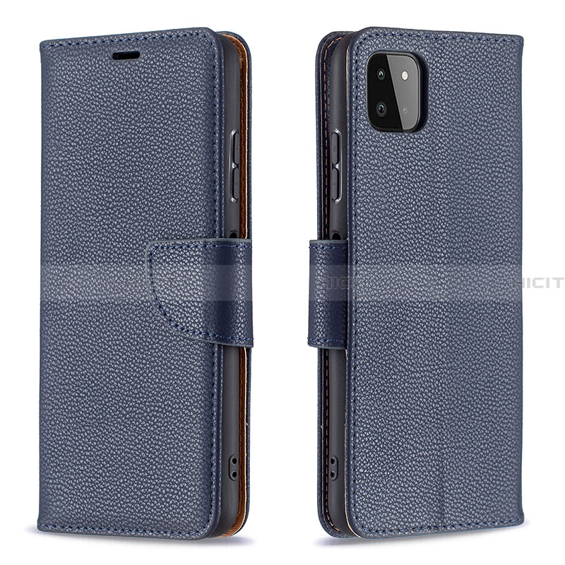 Coque Portefeuille Livre Cuir Etui Clapet B06F pour Samsung Galaxy A22 5G Bleu Plus