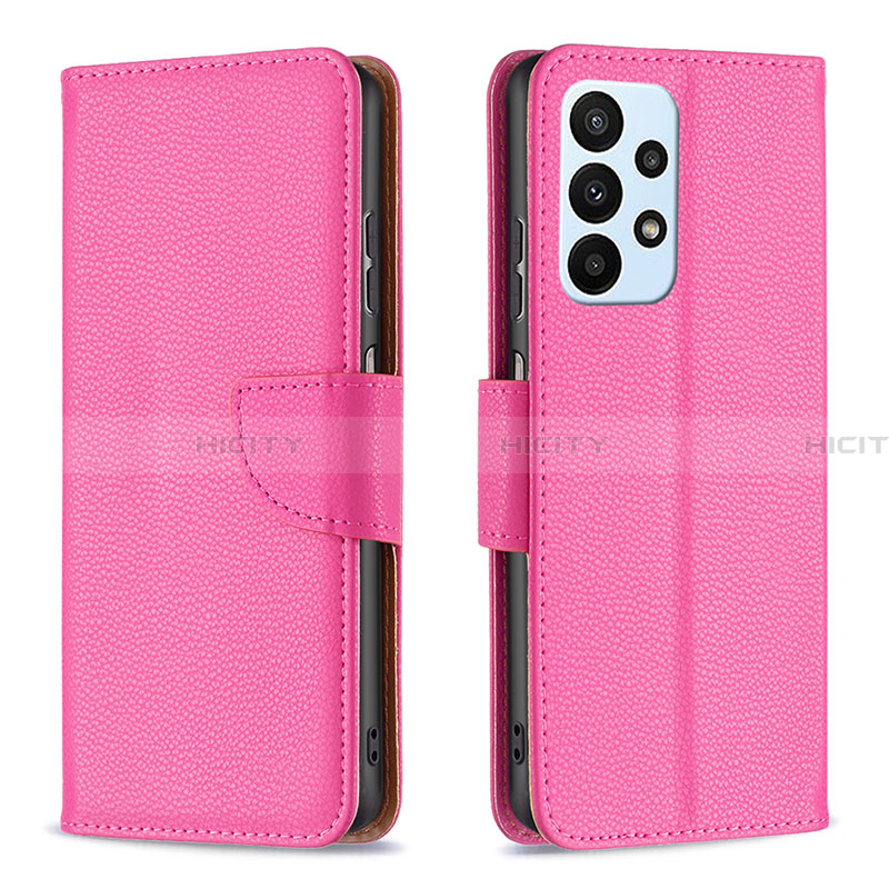 Coque Portefeuille Livre Cuir Etui Clapet B06F pour Samsung Galaxy A23 4G Rose Rouge Plus