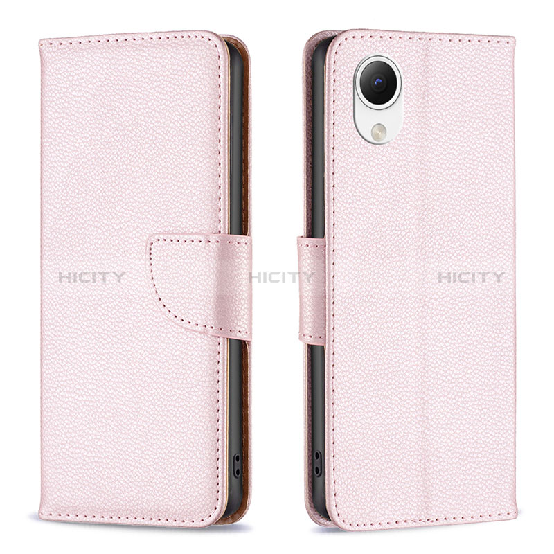 Coque Portefeuille Livre Cuir Etui Clapet B06F pour Samsung Galaxy A23e 5G Or Rose Plus