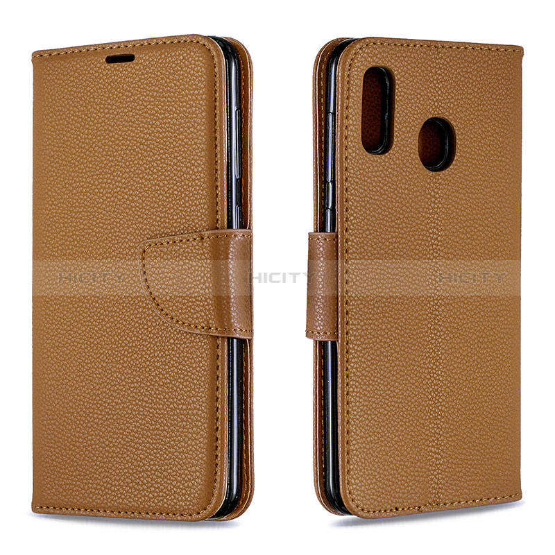 Coque Portefeuille Livre Cuir Etui Clapet B06F pour Samsung Galaxy A30 Marron Plus