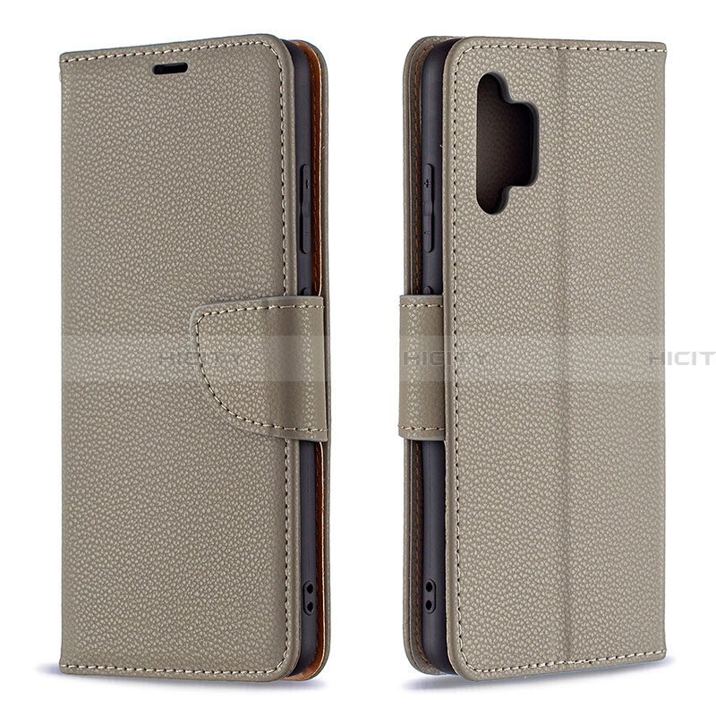 Coque Portefeuille Livre Cuir Etui Clapet B06F pour Samsung Galaxy A32 4G Gris Plus