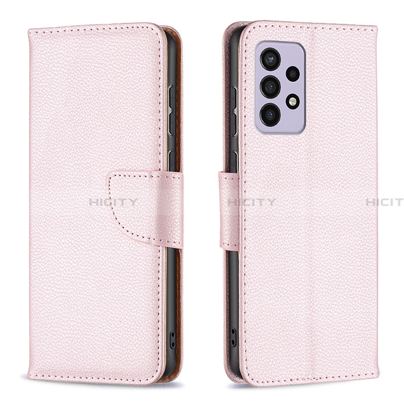 Coque Portefeuille Livre Cuir Etui Clapet B06F pour Samsung Galaxy A33 5G Or Rose Plus