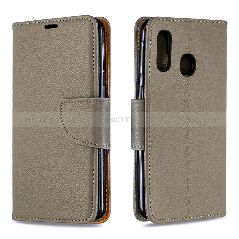 Coque Portefeuille Livre Cuir Etui Clapet B06F pour Samsung Galaxy A40 Gris Plus