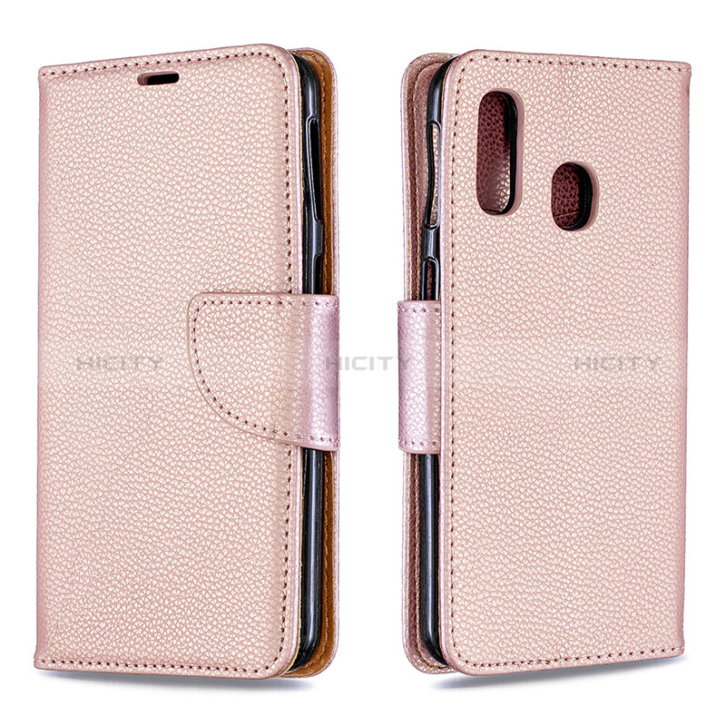 Coque Portefeuille Livre Cuir Etui Clapet B06F pour Samsung Galaxy A40 Or Rose Plus