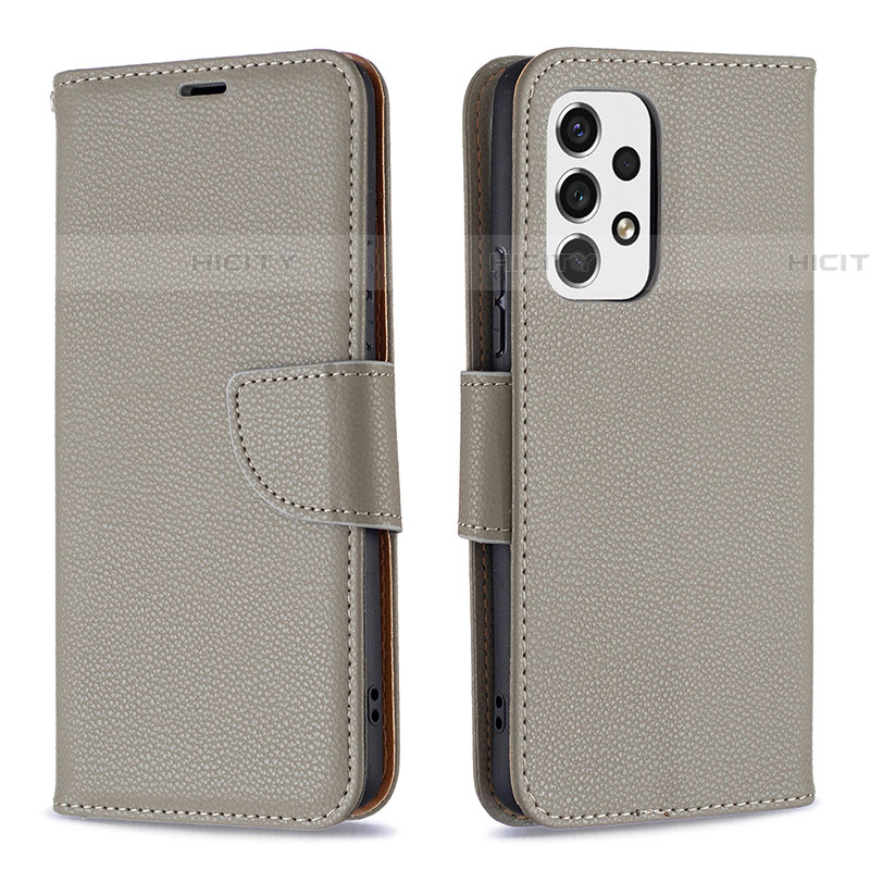 Coque Portefeuille Livre Cuir Etui Clapet B06F pour Samsung Galaxy A53 5G Gris Plus