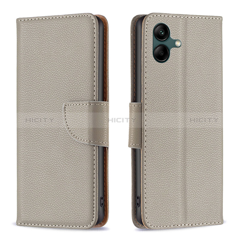 Coque Portefeuille Livre Cuir Etui Clapet B06F pour Samsung Galaxy M04 Gris Plus