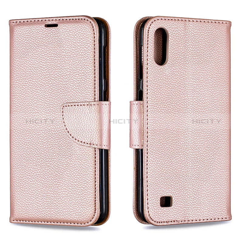 Coque Portefeuille Livre Cuir Etui Clapet B06F pour Samsung Galaxy M10 Or Rose Plus