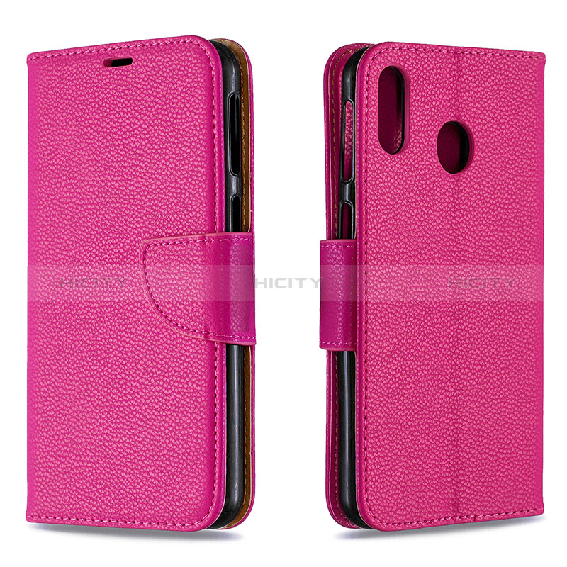 Coque Portefeuille Livre Cuir Etui Clapet B06F pour Samsung Galaxy M20 Rose Rouge Plus