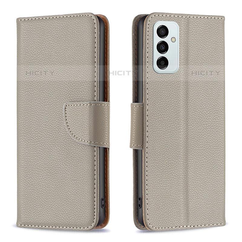 Coque Portefeuille Livre Cuir Etui Clapet B06F pour Samsung Galaxy M23 5G Gris Plus