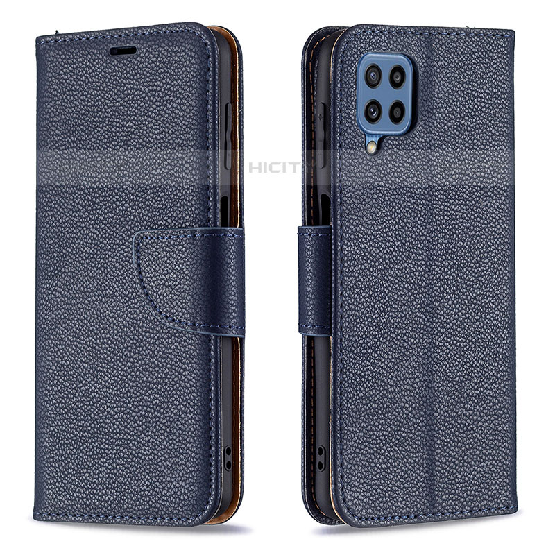 Coque Portefeuille Livre Cuir Etui Clapet B06F pour Samsung Galaxy M32 4G Bleu Plus