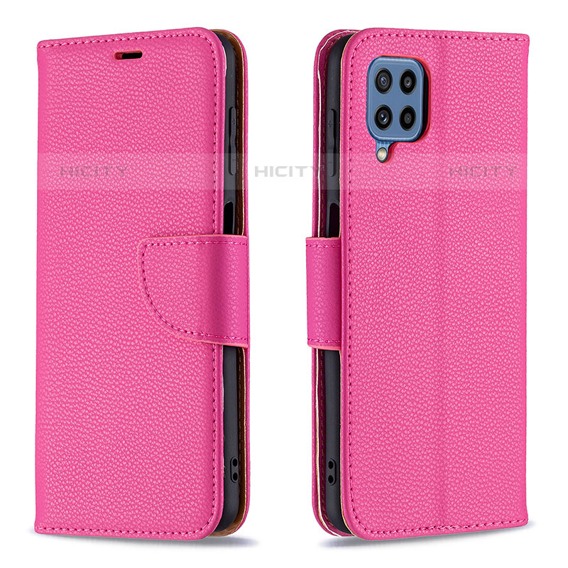 Coque Portefeuille Livre Cuir Etui Clapet B06F pour Samsung Galaxy M32 4G Rose Rouge Plus