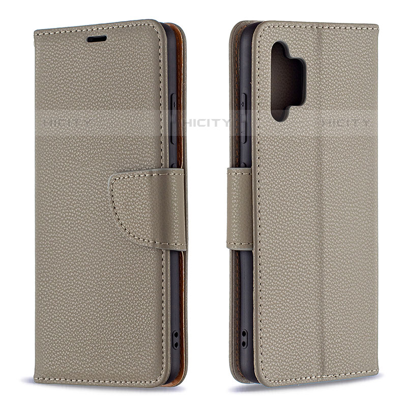 Coque Portefeuille Livre Cuir Etui Clapet B06F pour Samsung Galaxy M32 5G Gris Plus