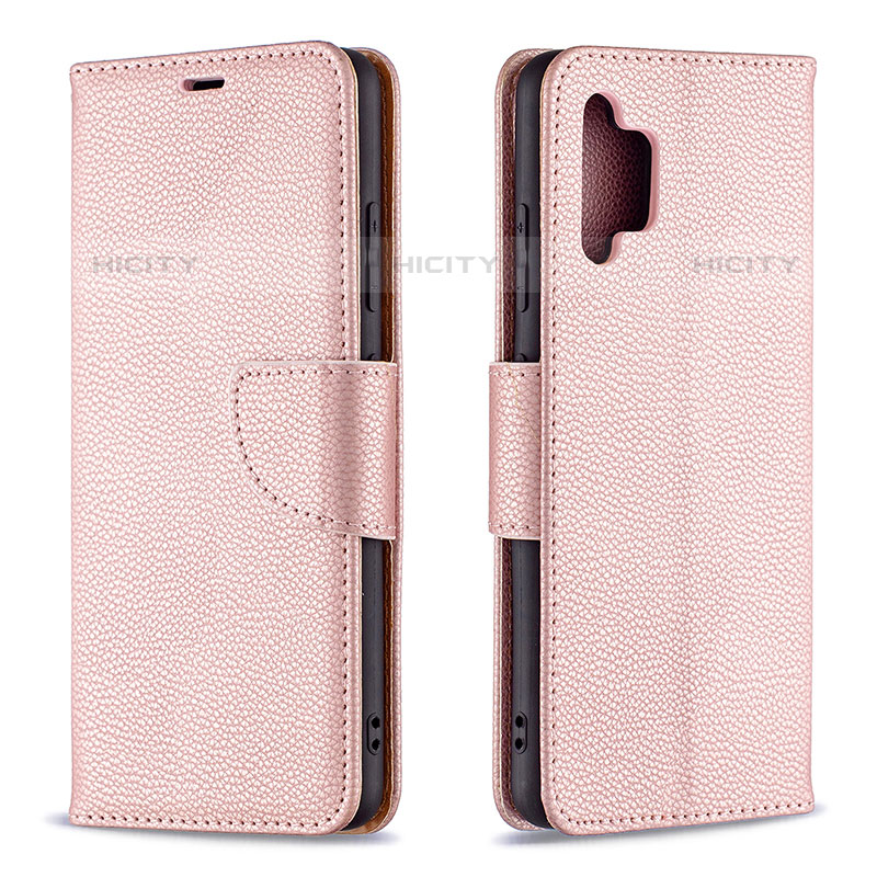 Coque Portefeuille Livre Cuir Etui Clapet B06F pour Samsung Galaxy M32 5G Or Rose Plus