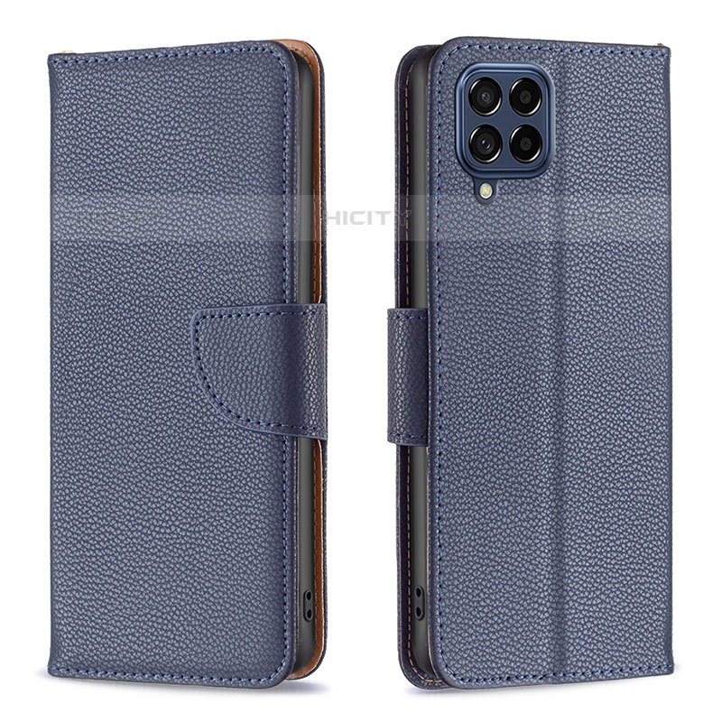 Coque Portefeuille Livre Cuir Etui Clapet B06F pour Samsung Galaxy M53 5G Bleu Plus