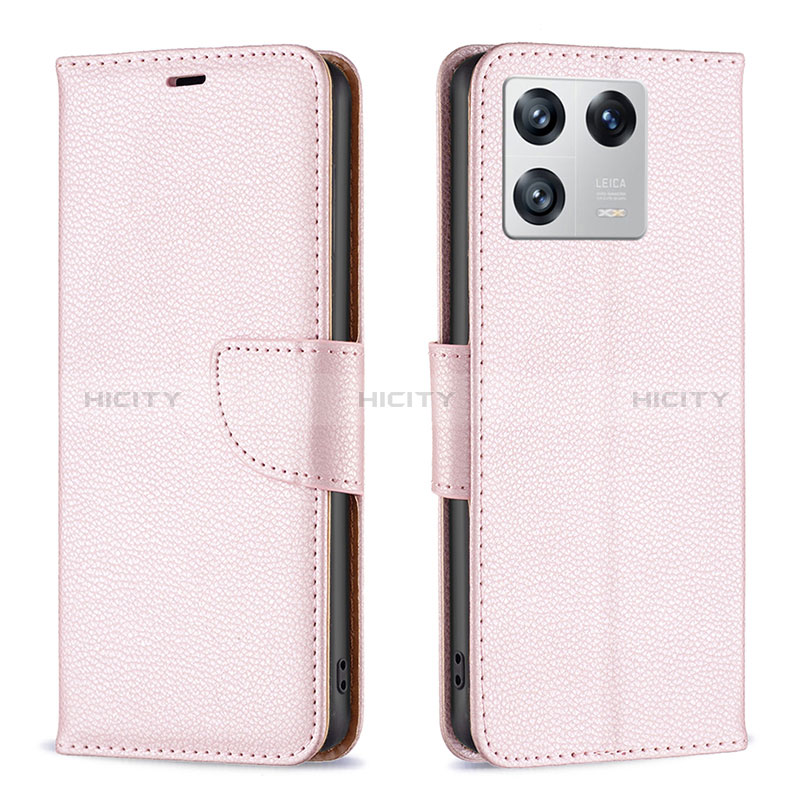 Coque Portefeuille Livre Cuir Etui Clapet B06F pour Xiaomi Mi 13 5G Or Rose Plus