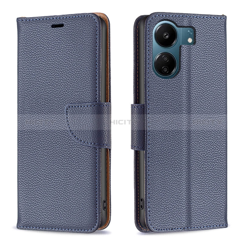 Coque Portefeuille Livre Cuir Etui Clapet B06F pour Xiaomi Poco C65 Bleu Plus