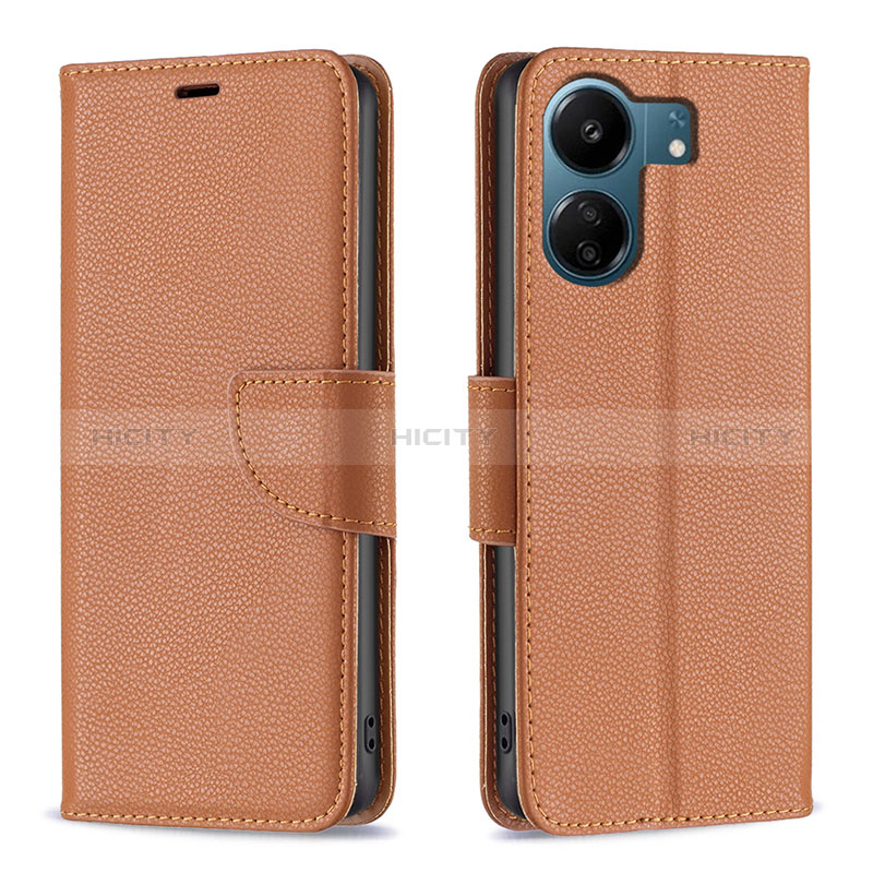 Coque Portefeuille Livre Cuir Etui Clapet B06F pour Xiaomi Poco C65 Marron Plus