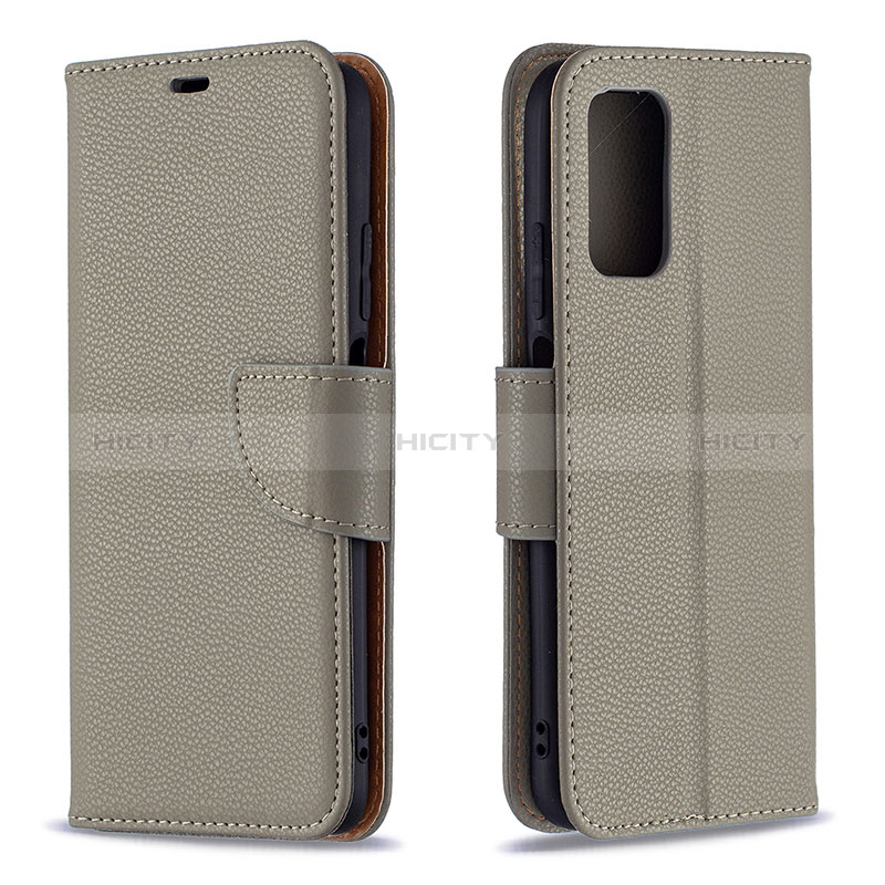 Coque Portefeuille Livre Cuir Etui Clapet B06F pour Xiaomi Poco M3 Gris Plus