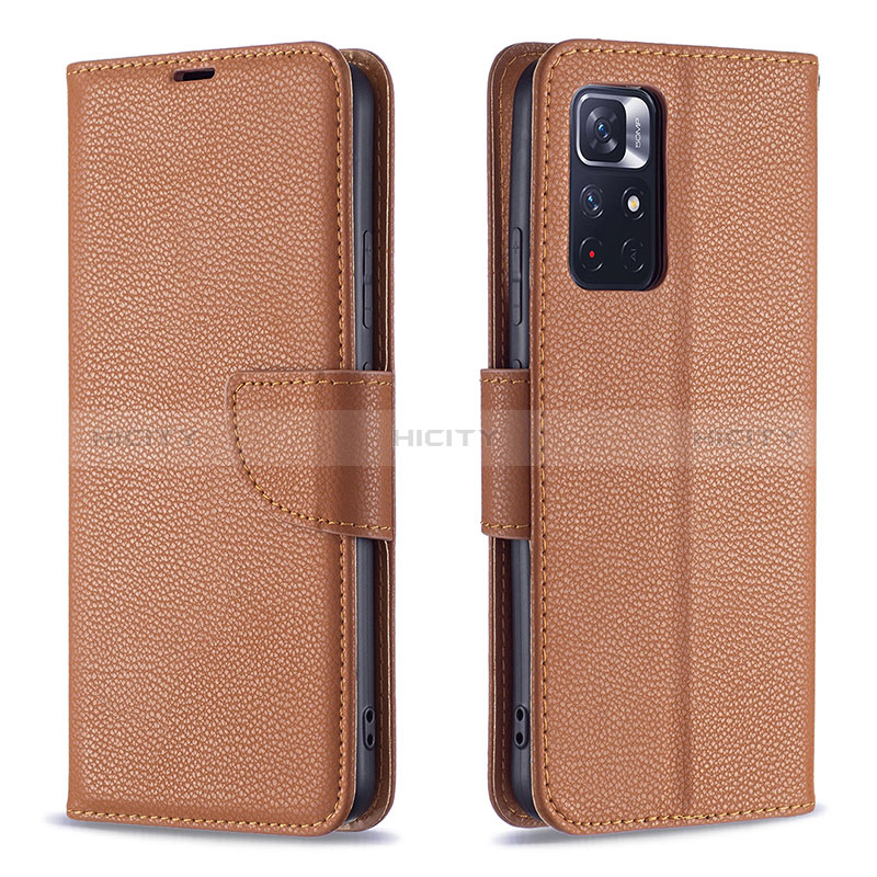 Coque Portefeuille Livre Cuir Etui Clapet B06F pour Xiaomi Poco M4 Pro 5G Marron Plus