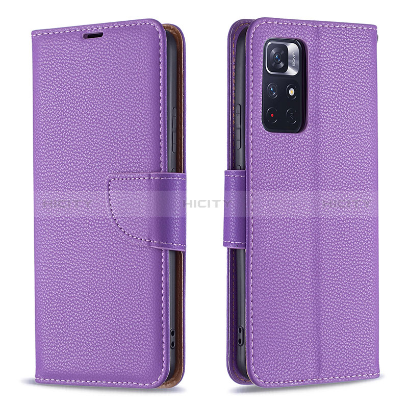 Coque Portefeuille Livre Cuir Etui Clapet B06F pour Xiaomi Poco M4 Pro 5G Violet Plus